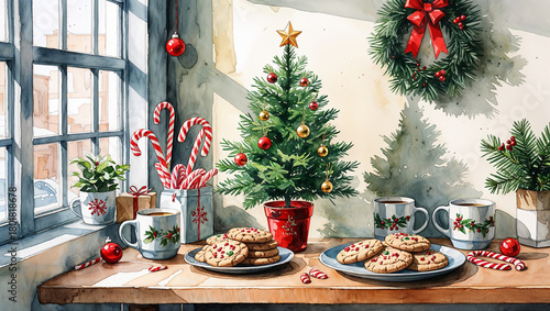 Office Coffee Bar with Christmas Decor