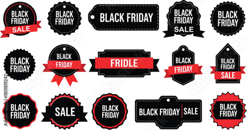 Vector illustration of black friday sale labels and badges