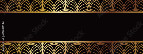 高級感のあるアールデコ模様のバナー　ブラック＆ゴールド