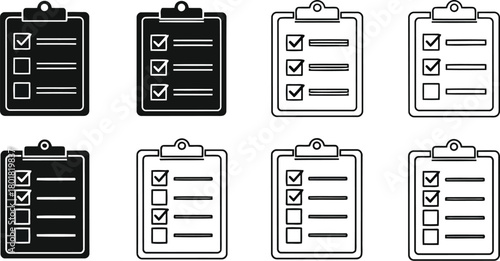 Vector illustration of checklist icon set isolated on