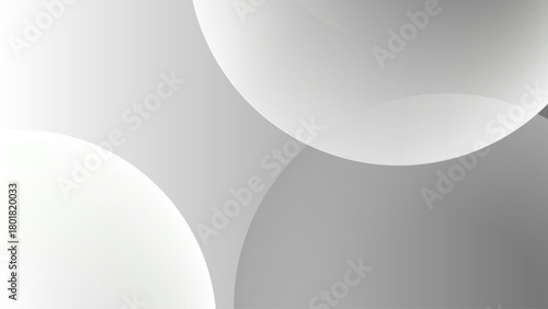 Abstract design with overlapping white and gray spheres creating minimalist and modern aesthetic