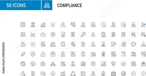 Vector illustration of compliance icons for business and legal concepts isolated on
