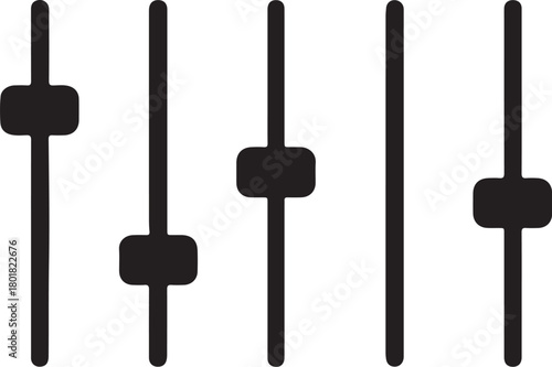 Audio Mixer Faders On White Background Keywords: audio, sound, mixer, fader, slider, control