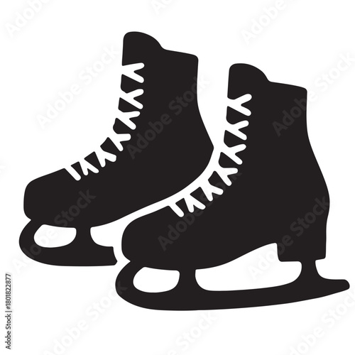 Black Silhouette Ice Skates on White Background figure skates