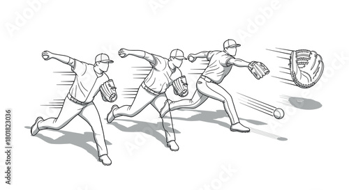 Dynamic baseball players in motion capturing an exciting game moment