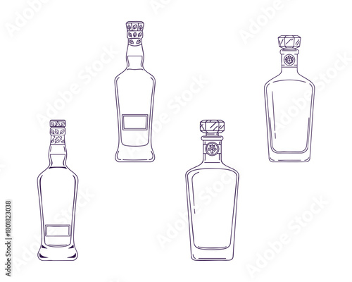 Elegant Whiskey Bottle Line Art