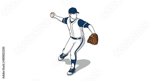 Dynamic baseball player in action wearing uniform and cap
