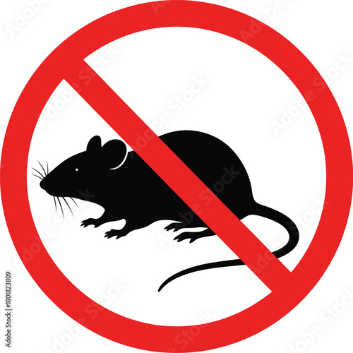 No rats sign pest control rodent prevention mouse symbol warning vector eps silhouette