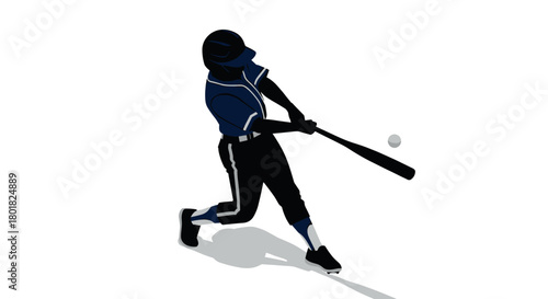 Isometric baseball player swinging bat in athletic motion