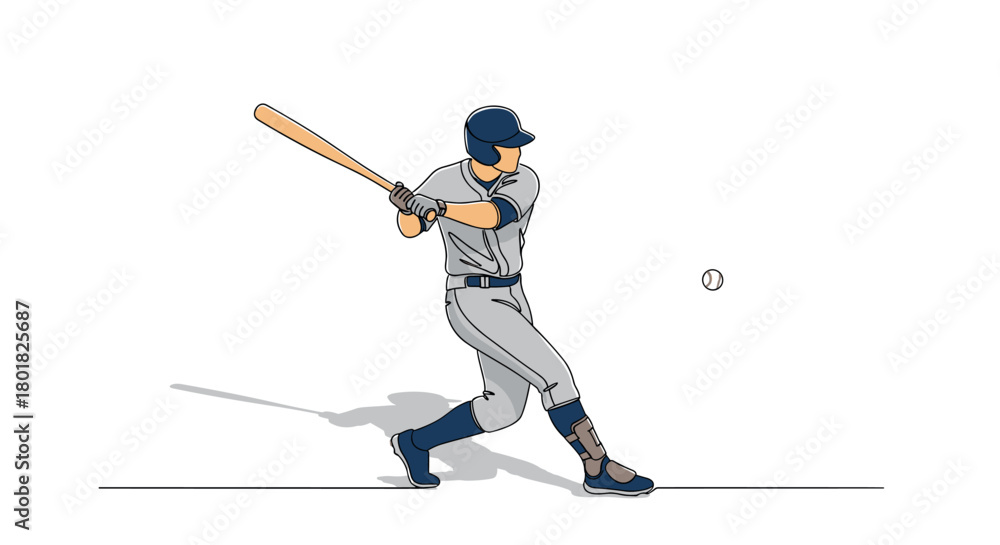 Obraz premium Baseball player swinging bat with focus on impact and form