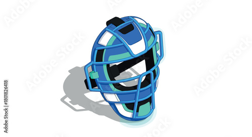 Colorful isometric baseball catcher mask with modern design