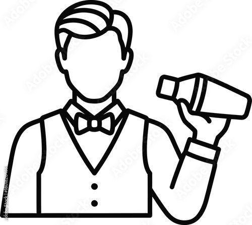 Bartender icon professional cocktail shaker mixologist outline vector art eps silhouette