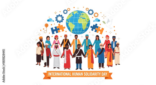 International Human Solidarity Day concept showing diversity and unity across the globe