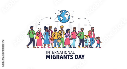 International Migrants Day Celebrating Diversity and Human Movement with Vector Illustrations