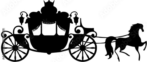 horse drawn carriage shilouette illustration 
