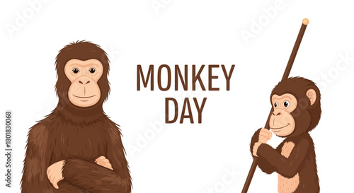 Monkey Day celebration with cute monkeys illustration