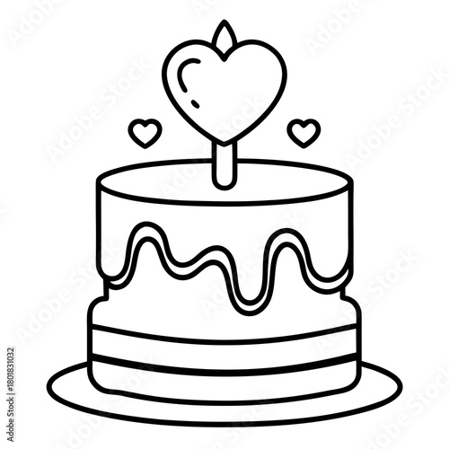 Heart Cake Line Art
