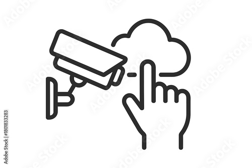 Security camera surveillance system connected to cloud storage controlled by pointing hand gesture