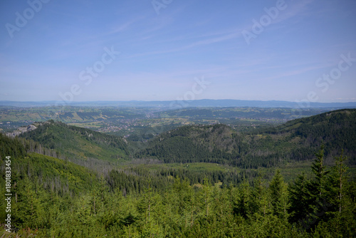 Fototapeta Naklejka Na Ścianę i Meble -  Spectacular views form the hiking trail through Boczan to Gasienicowa valley from Kuznice. Tatra National Park, Poland