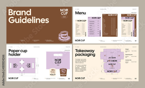 Brand identity guideline template for developing a cohesive visual identity for a coffee brand, pastry, bakery, restaurant, or cafe.