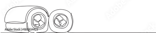 Continuous one line drawing of a pair of sushi rolls. Concept of Japanese cuisine and asian food