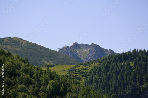 Fototapeta Naklejka Na Ścianę i Meble -  Spectacular views form the hiking trail through Boczan to Gasienicowa valley from Kuznice. Tatra National Park, Poland. Kasprowy Wierch - peak of a long crest in the Western Tatras