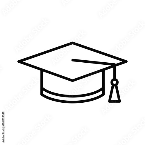 Academic presentation icon: thesis topic on screen, audience, speaker podium, and graduation cap concept