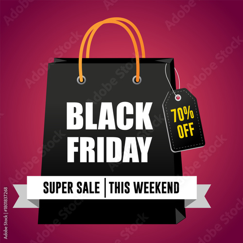 Black friday super sale this weekend with 70% off on shopping bag
