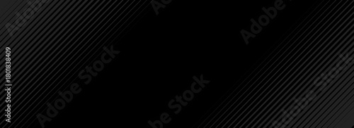 Black oblique straight line background. Masculine dark linear abstract wallpaper. Elegant luxury striped gradient texture. Grey diagonal lines backdrop for flyer, banner, poster, presentation. Eps10