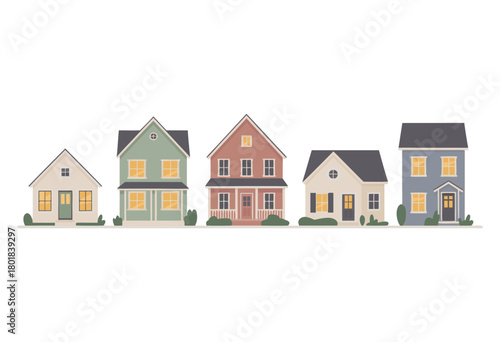 Neat Row of Modern Semi-Detached Family Homes