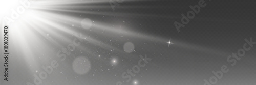 White light glare of light with sparks. On a transparent background.