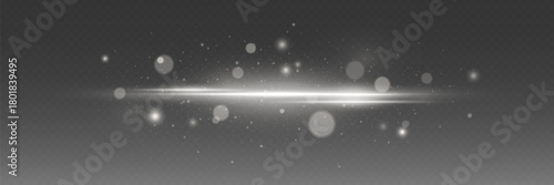 White glowing line effect with bokeh sparks.