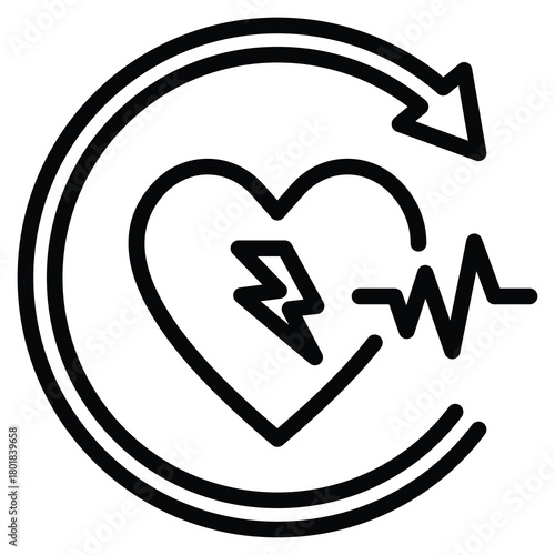 Arrhythmia Icon Line Vector Illustration