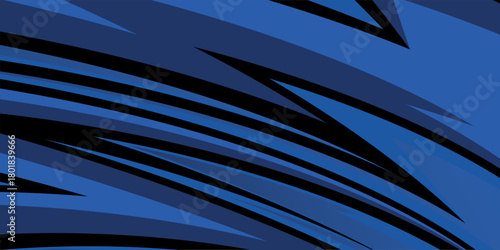 sports background, banner design in blue and black with pointed shapes and empty space. brush stroke pattern