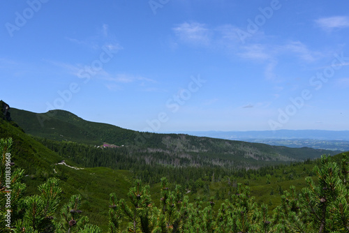Spectacular views from the tourist route between Black Pond (polish: Czarny Staw Gasienicowy) and Hala Gasienicowa. Tatra National Park, Poland