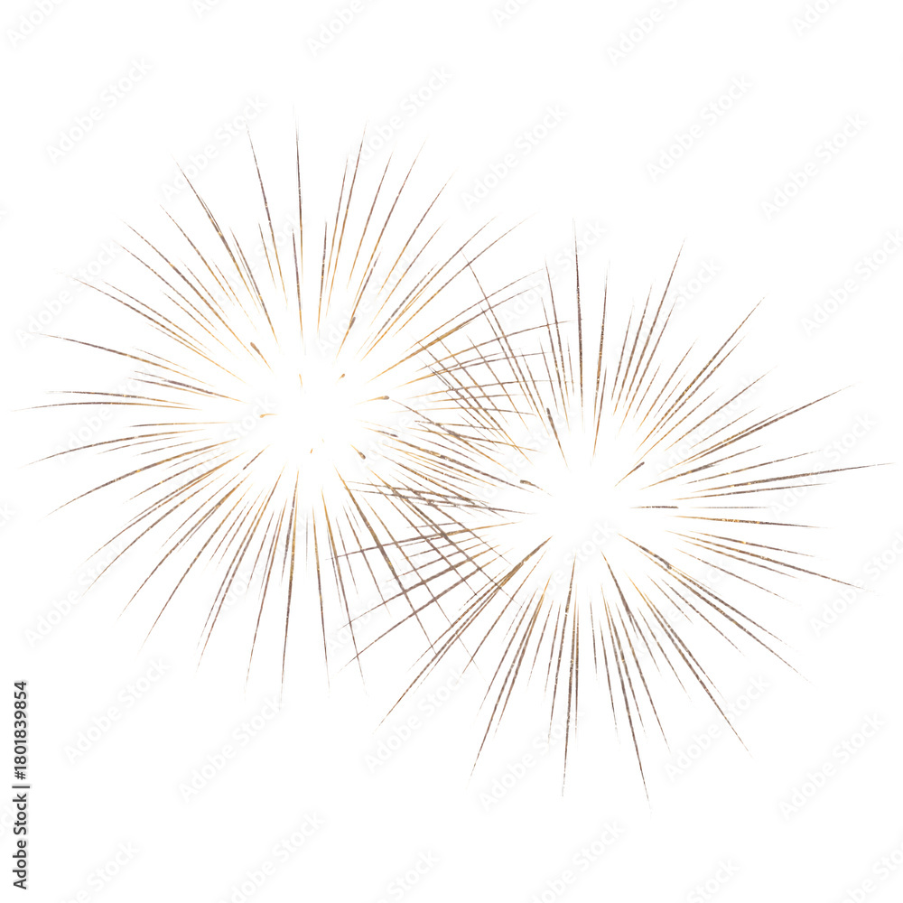 Obraz premium Two Gold Starburst Fireworks on white Background graphic design
