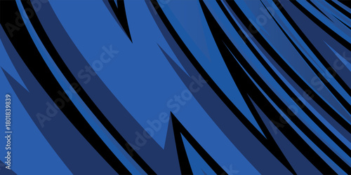 sports background, banner design in blue and black with pointed shapes and empty space. brush stroke pattern