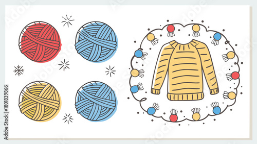 Soft vector illustration of cozy winter yarn perfect for crafting knitting and seasonal designs with a warm handmade feel