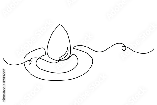 Minimal continuous line drawing of a single water droplet, clean eco rain icon for purity and freshness concept
