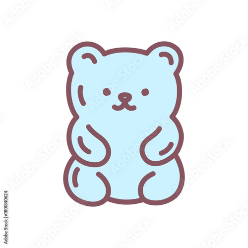 Cute gummy bear icon. Sweet pastel jelly bear in kawaii style. Kawaii sticker. Vector 10 EPS.