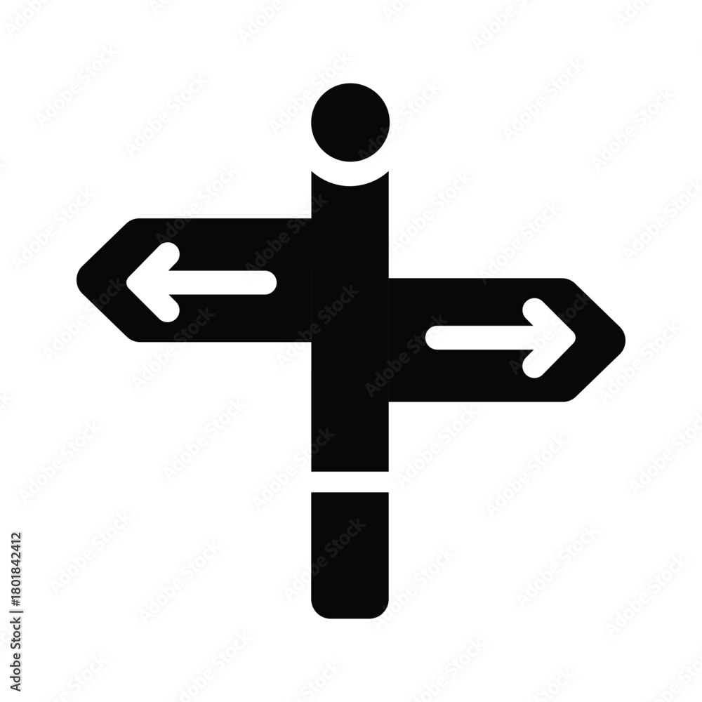 Obraz premium A direction sign shows arrows pointing to the left and right directions over white background