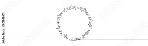 Continuous one line drawing of the Crown of Thorns. A religious symbol of suffering and sacrifice