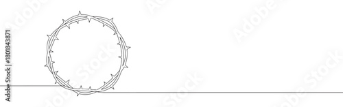 Continuous one line drawing of the Crown of Thorns. A religious symbol of suffering and sacrifice