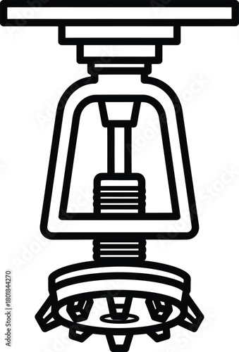 Fire sprinkler head system installation design and safety equipment icon eps silhouette