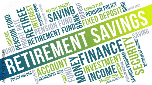Comprehensive Word Cloud Illustrating Key Concepts of Retirement Savings, Financial Security, and Investment Planning