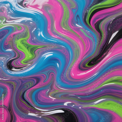 Wallpaper Mural Vibrant abstract fluid art with swirling neon colors Torontodigital.ca