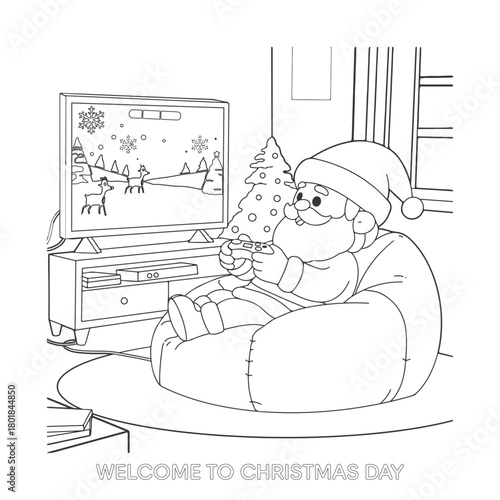 Christmas cartoon character painting outline drawing