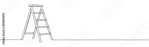 Continuous one line drawing of a stepladder. Concept of home improvement, repair, or construction