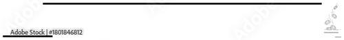 Horizontal black lines with small abstract tree-thumbs up detail in the lower right corner. Ideal for minimalism, geometry, focus, balance, structure, simplicity, organized flat metaphor