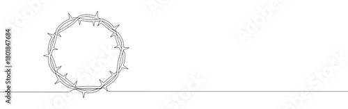 Continuous one line drawing of the Crown of Thorns. A religious symbol of suffering and sacrifice